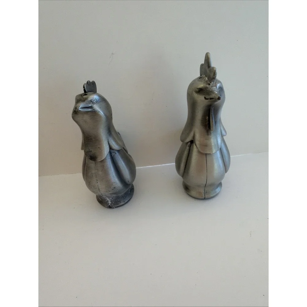 Vintage Aluminum Hen Rooster Salt &‎ Pepper Shakers Farmhouse MCM Pair